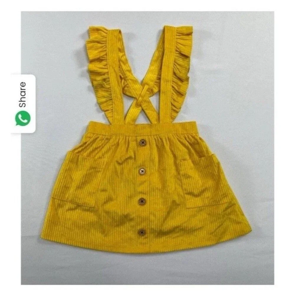 Lot 2 Wonder Nation Toddler Pinafore Dress Yellow Corduroy Leopard 4T 5T